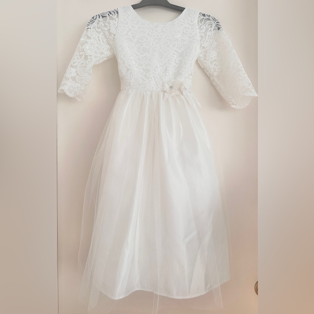 Big Girl Elegant White Lace Dress